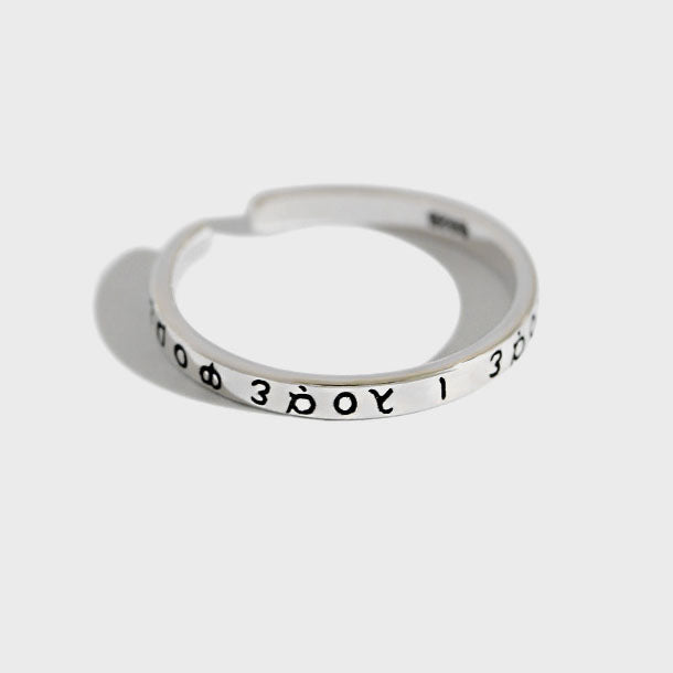 Lovcia Greek Alphabet Sterling Silver Adjustable Ring-Rings-Vintage-Vintage
