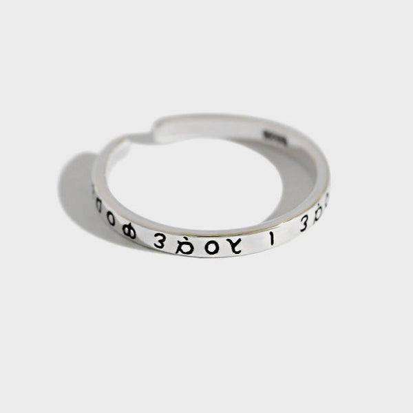 Lovcia Greek Alphabet Sterling Silver Adjustable Ring-Rings-Vintage-Vintage