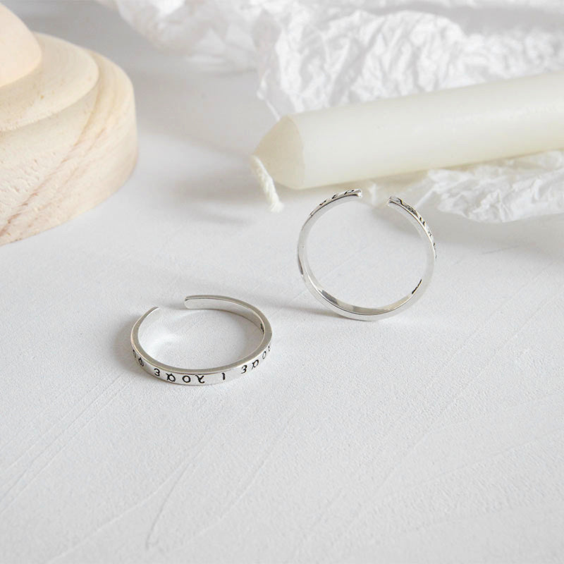 Lovcia Greek Alphabet Sterling Silver Adjustable Ring-Rings-Vintage-Vintage