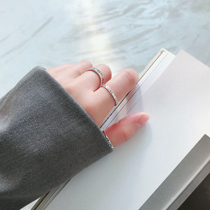 Lovcia Greek Alphabet Sterling Silver Adjustable Ring-Rings-Vintage-Vintage
