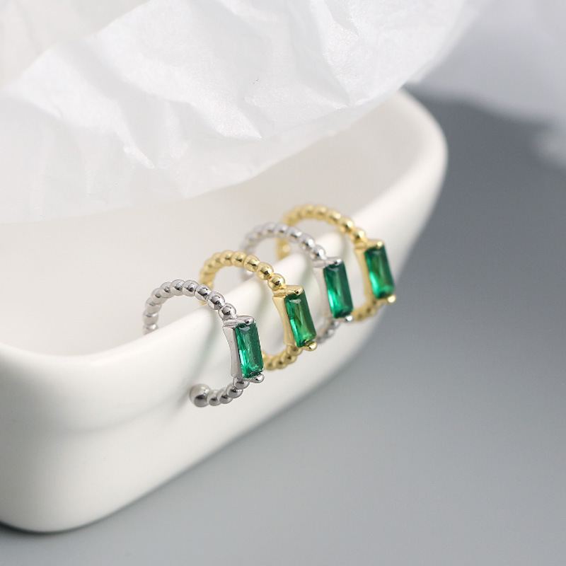 Lovcia Green CZ Rectangle 9mm Earrings 925 Non Pierced-Earrings-Yellow Gold-Yellow Gold