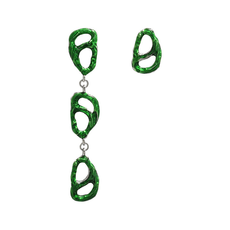 Lovcia Green Hollow 55mm Dangling Earrings 925 Silver-Earrings-Rhodium-Rhodium