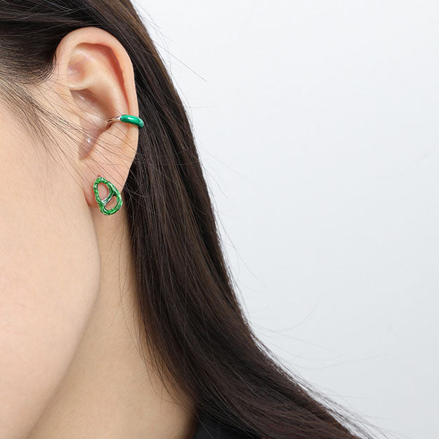 Lovcia Green Hollow 55mm Dangling Earrings 925 Silver-Earrings-Rhodium-Rhodium