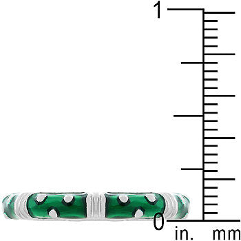 Lovcia Green Marbled Enamel Eternity Stackable Ring with Rhodium Plating-Rings-5-5
