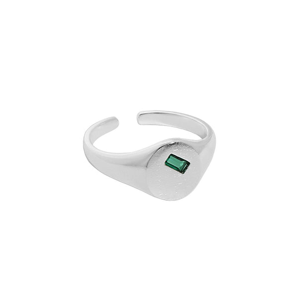 Lovcia Green Rectangle CZ Adjustable Ring 925 Silver-Rings-Yellow Gold-Yellow Gold