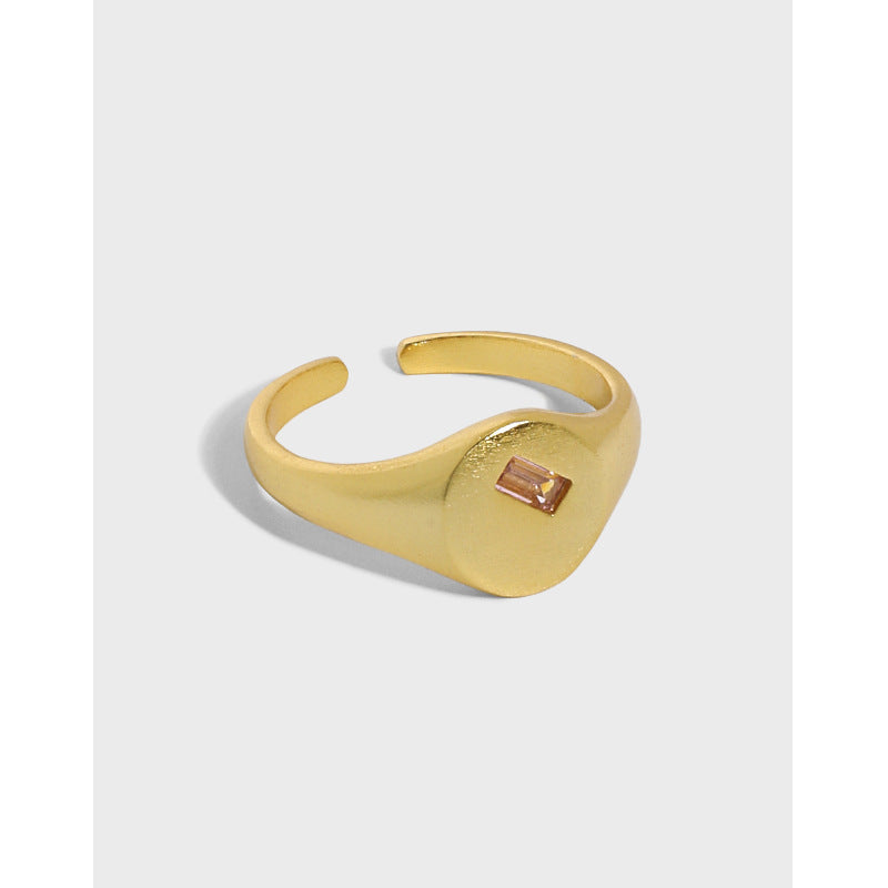 Lovcia Green Rectangle CZ Adjustable Ring 925 Silver-Rings-Yellow Gold-Yellow Gold