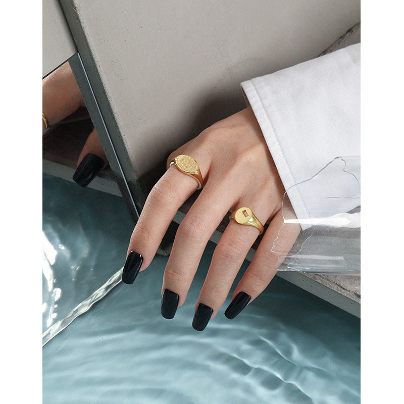 Lovcia Green Rectangle CZ Adjustable Ring 925 Silver-Rings-Yellow Gold-Yellow Gold