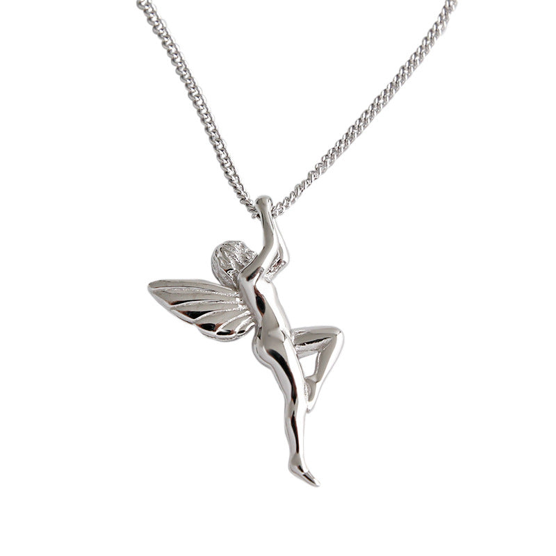 Lovcia Guardian Angel 925 Silver Necklace Adjustable Chain-Necklaces-Rhodium-Rhodium