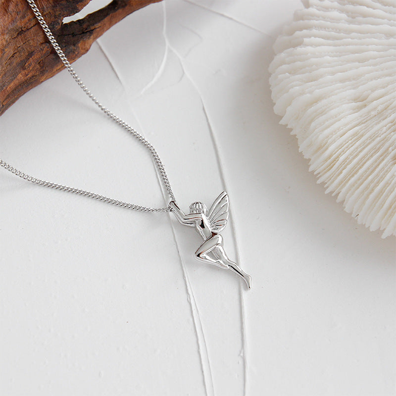 Lovcia Guardian Angel 925 Silver Necklace Adjustable Chain-Necklaces-Rhodium-Rhodium