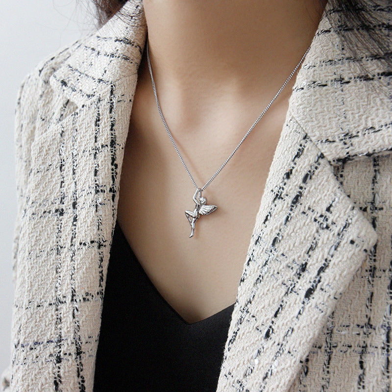 Lovcia Guardian Angel 925 Silver Necklace Adjustable Chain-Necklaces-Rhodium-Rhodium