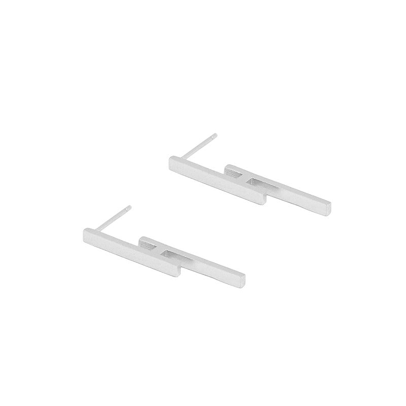 Lovcia H Shape Gold Tone 925 Sterling Silver Dangling Earrings-Earrings-Silver-Silver