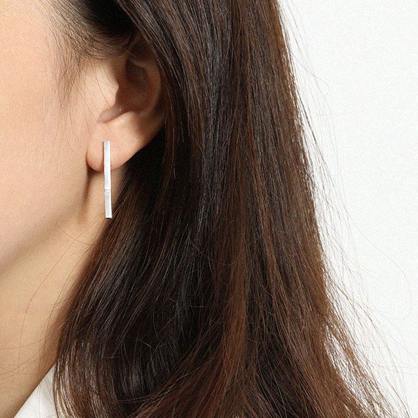 Lovcia H Shape Gold Tone 925 Sterling Silver Dangling Earrings-Earrings-Yellow Gold-Yellow Gold