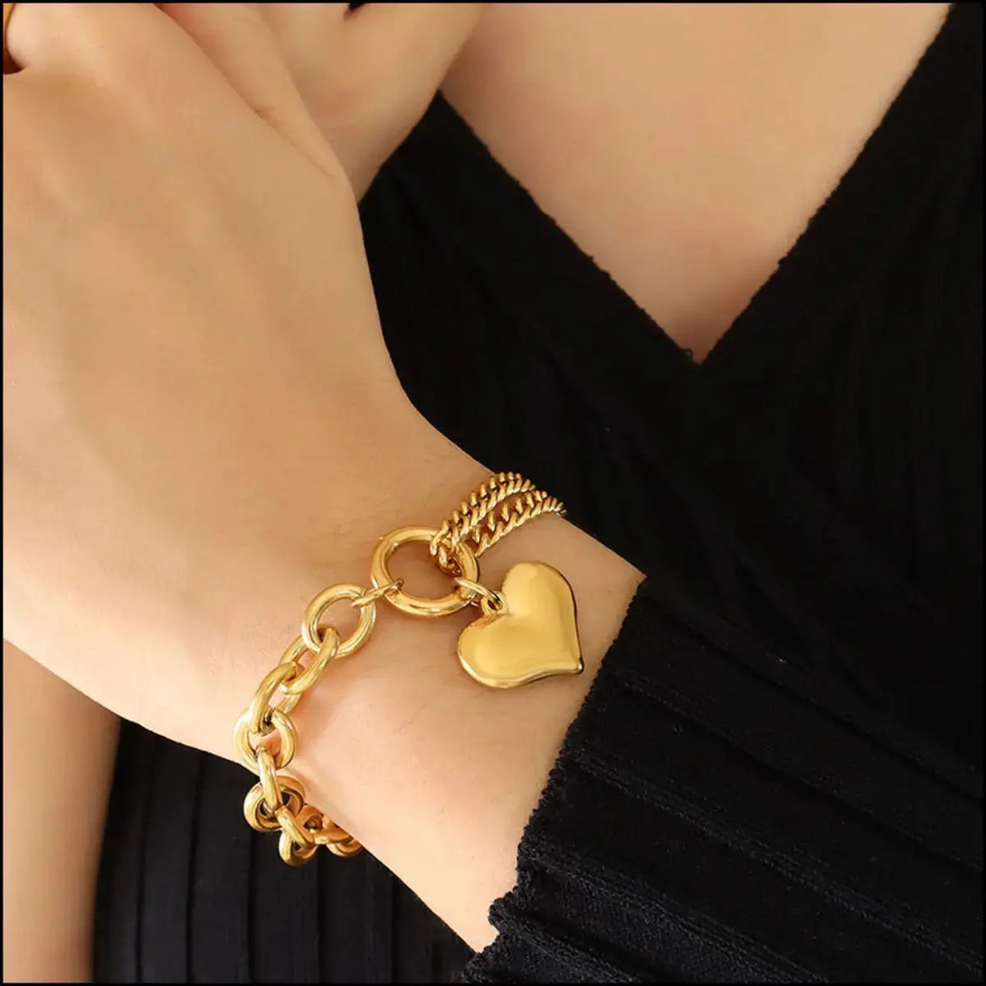 Lovcia Half Chunky Chain Titanium Steel Bracelet-Bracelets-Gold-One Size-Gold