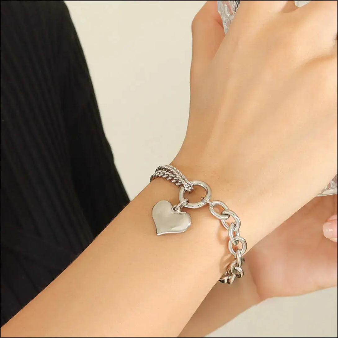 Lovcia Half Chunky Chain Titanium Steel Bracelet-Bracelets-Silver-One Size-Silver