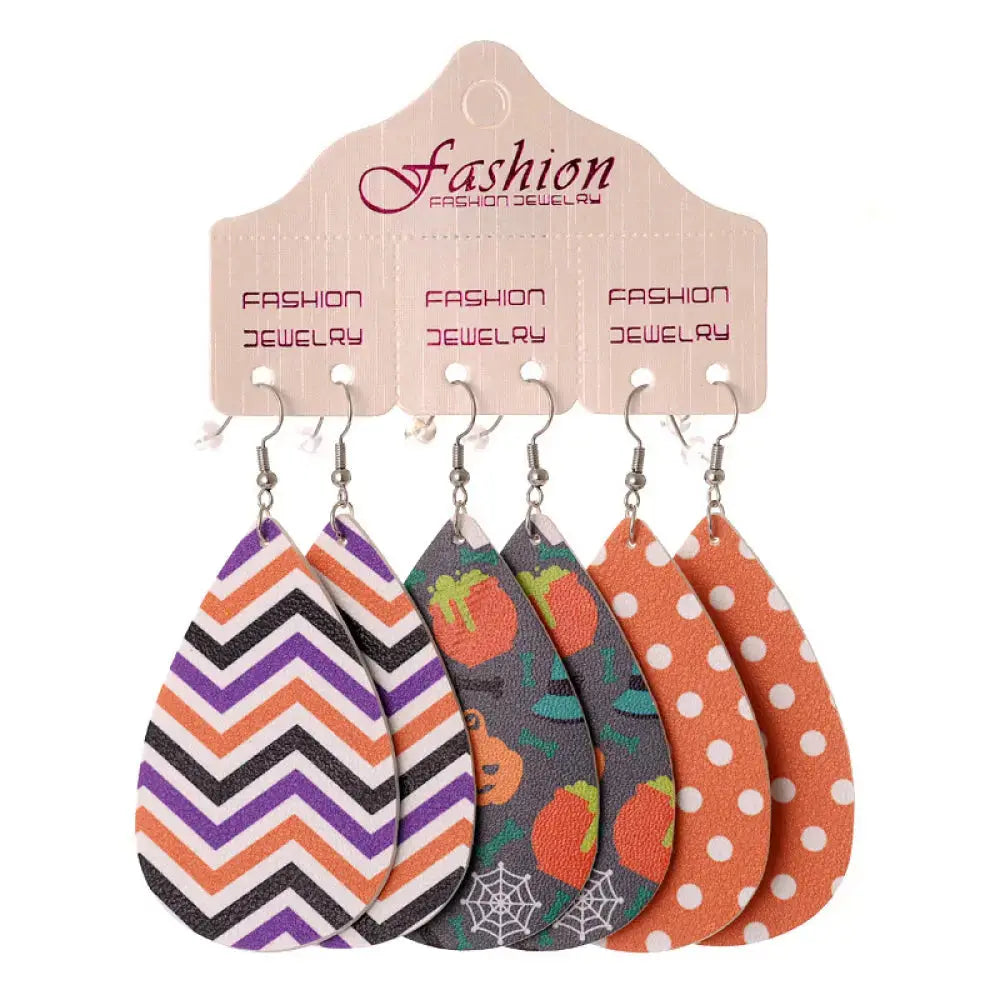 Lovcia Halloween PU Teardrop Earrings Set-Earrings-Style F-One Size-Style F