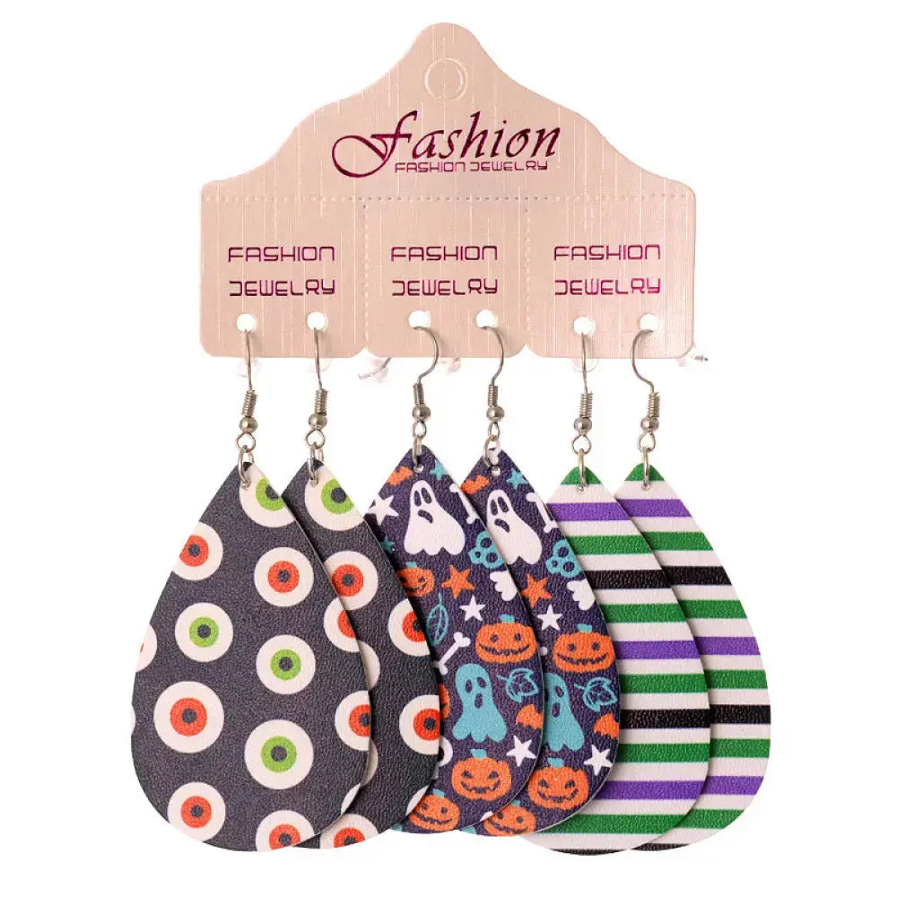 Lovcia Halloween PU Teardrop Earrings Set-Earrings-Style G-One Size-Style G