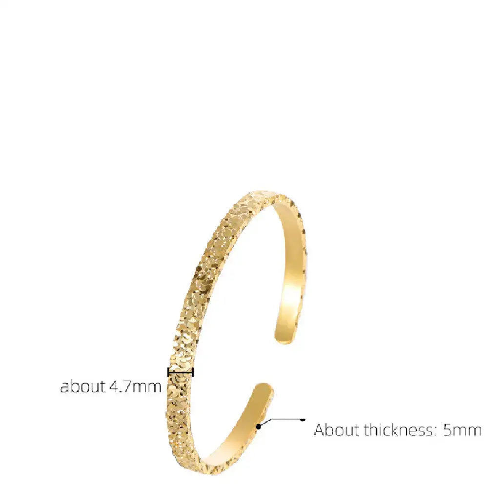 Lovcia Hammered Finish Gold Plated Open Cuff Sterling Silver Bangle Bracelet for Women-Bracelets-Gold-Gold