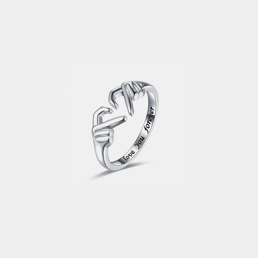 Lovcia Hand Heart Shape 925 Sterling Silver Open Ring-Rings-Silver-7-Silver