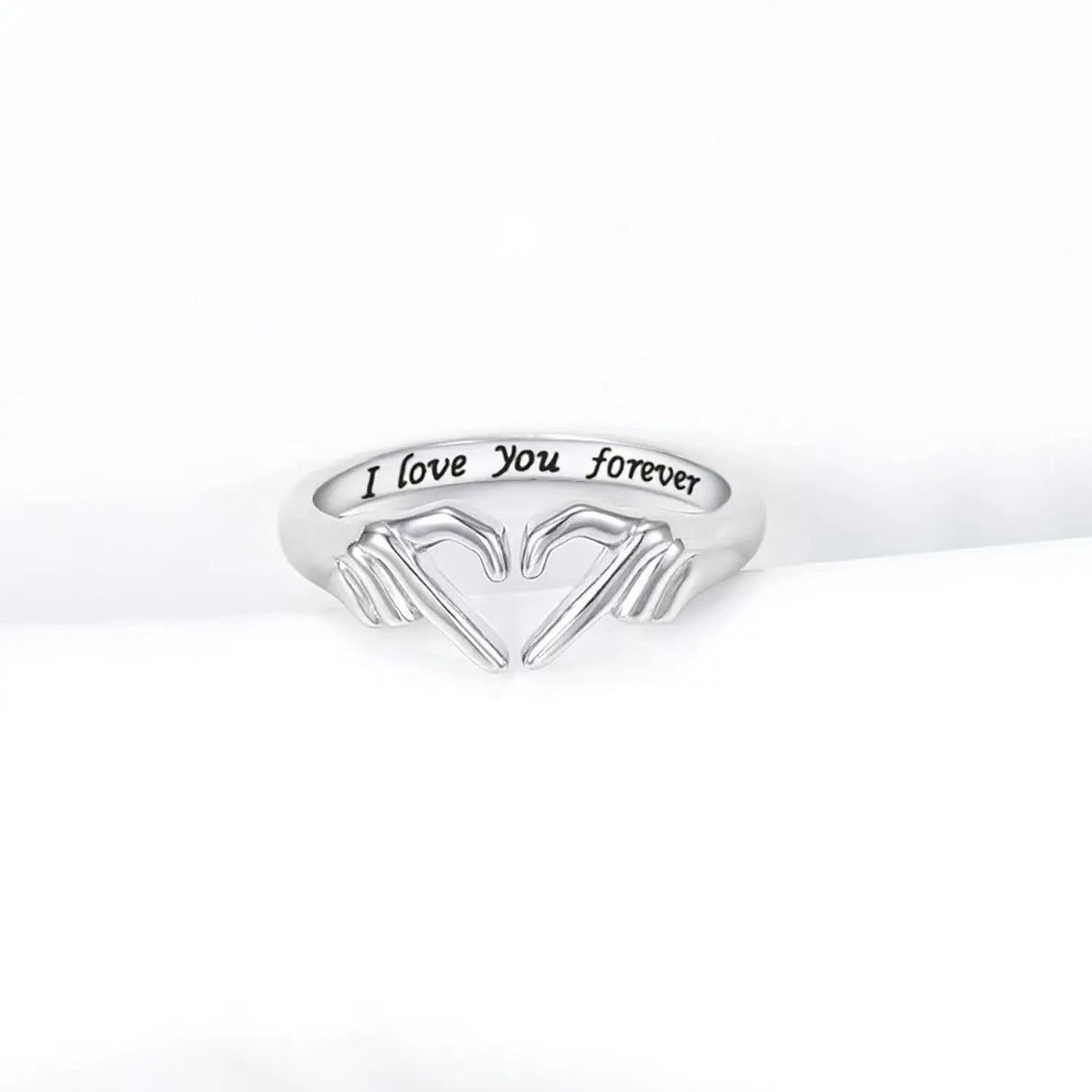 Lovcia Hand Heart Shape 925 Sterling Silver Open Ring-Rings-Silver-7-Silver