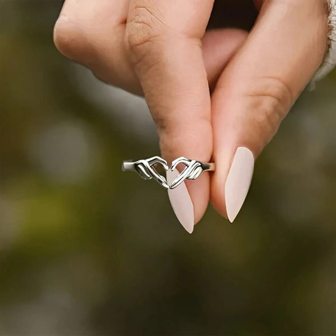 Lovcia Hand Heart Shape 925 Sterling Silver Open Ring-Rings-Silver-7-Silver