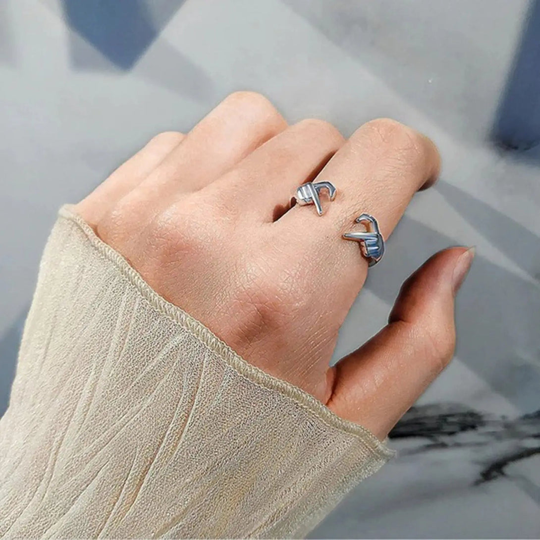 Lovcia Hand Heart Shape 925 Sterling Silver Open Ring-Rings-Silver-7-Silver
