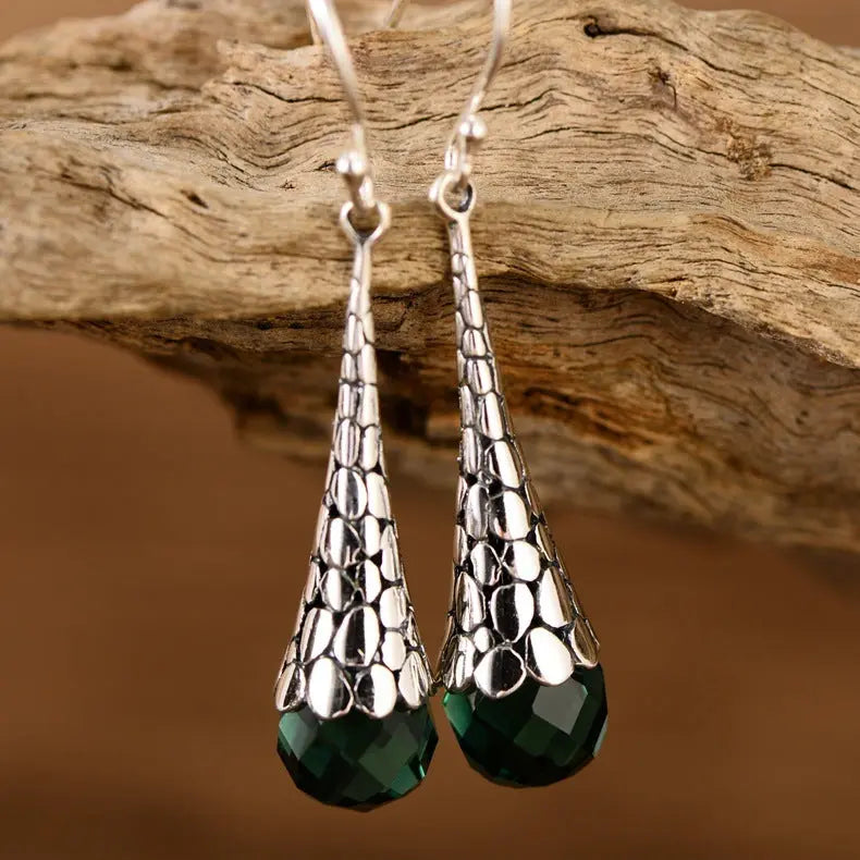 Lovcia Handcrafted Sterling Silver Artisan Water Drop Earrings for Women-Earrings-Bluestone-Bluestone