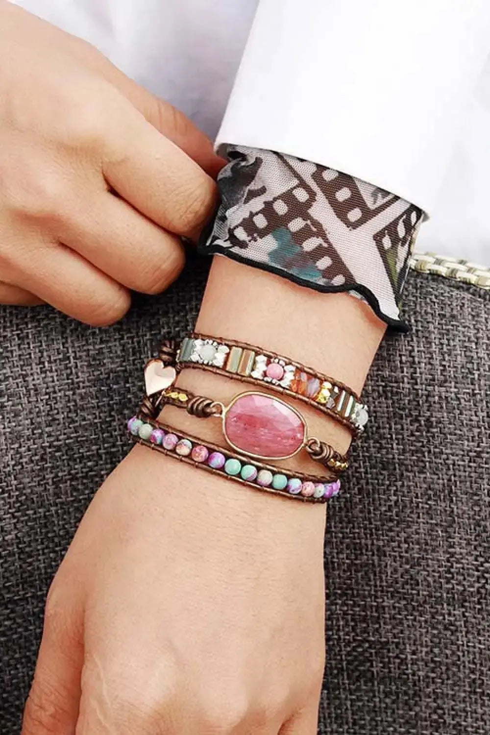 Lovcia Handmade Crystal Beaded Natural Stone Bracelet-Bracelets-Style A-One Size-Style A