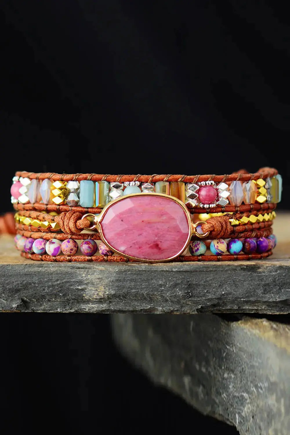 Lovcia Handmade Crystal Beaded Natural Stone Bracelet-Bracelets-Style B-One Size-Style B