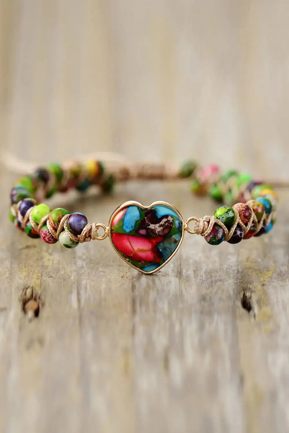 Lovcia Handmade Heart Shape Natural Stone Bracelet-Bracelets-Multicolor-One Size-Multicolor