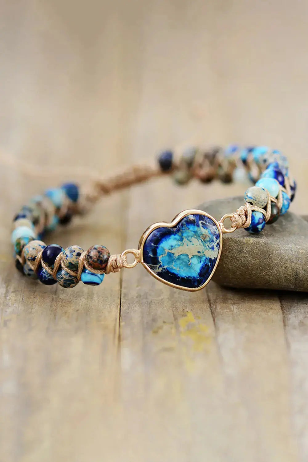 Lovcia Handmade Heart Shape Natural Stone Bracelet-Bracelets-Navy-One Size-Navy