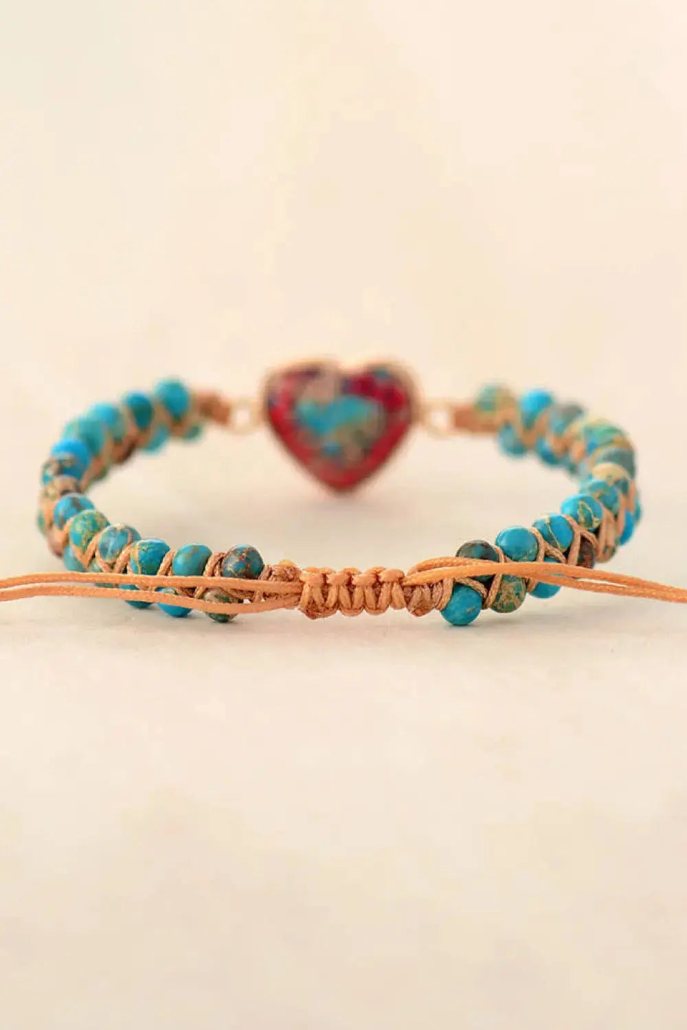 Lovcia Handmade Heart Shape Natural Stone Bracelet-Bracelets-Red-One Size-Red
