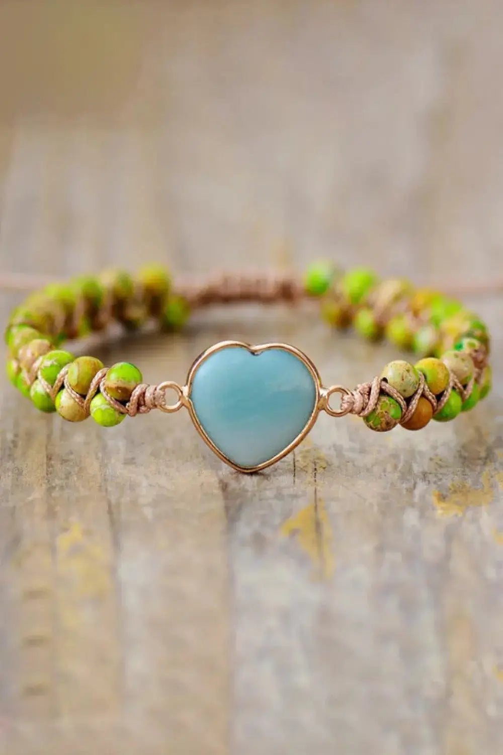 Lovcia Handmade Heart Shape Natural Stone Bracelet-Bracelets-Red-One Size-Red