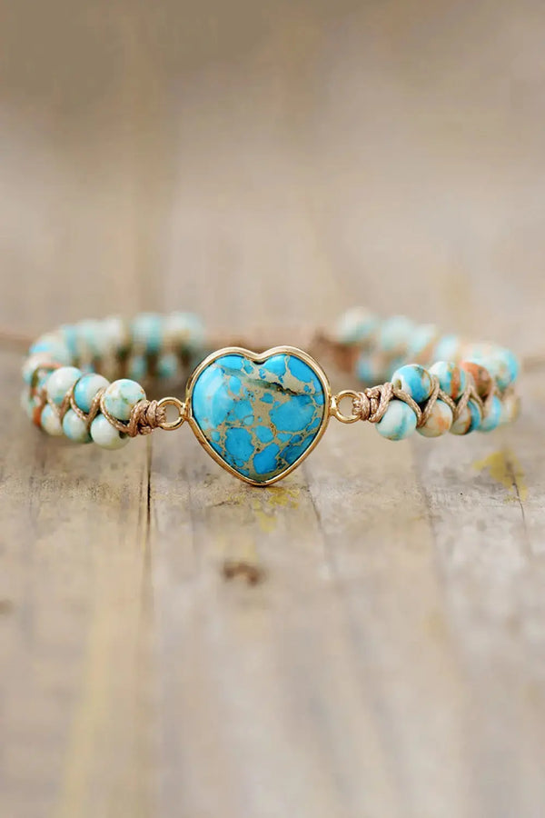 Lovcia Handmade Heart Shape Natural Stone Bracelet-Bracelets-Sky Blue-One Size-Sky Blue