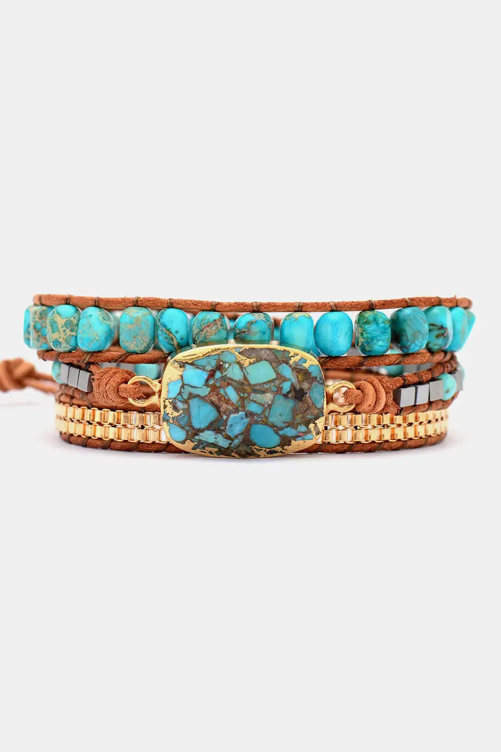 Lovcia Handmade Natural Stone Copper Bracelet-Bracelets-Blue/Gold-One Size-Blue/Gold