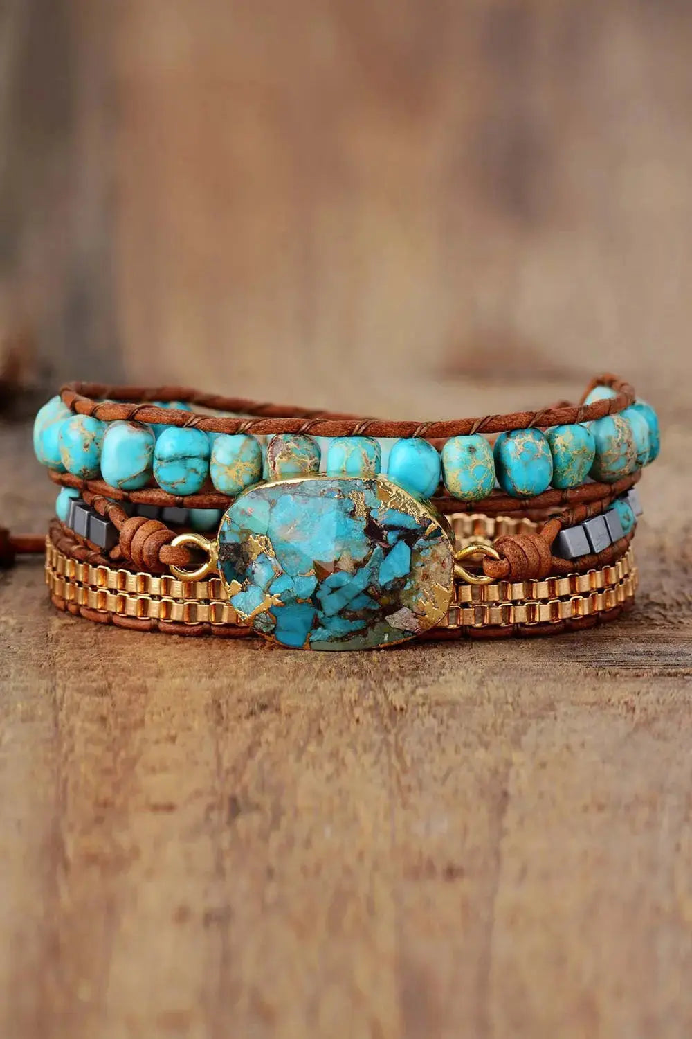 Lovcia Handmade Natural Stone Copper Bracelet-Bracelets-Blue/Gold-One Size-Blue/Gold