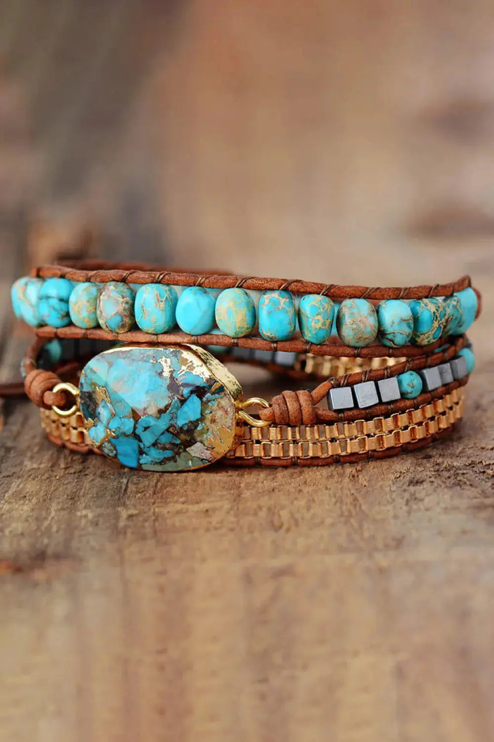 Lovcia Handmade Natural Stone Copper Bracelet-Bracelets-Blue/Gold-One Size-Blue/Gold