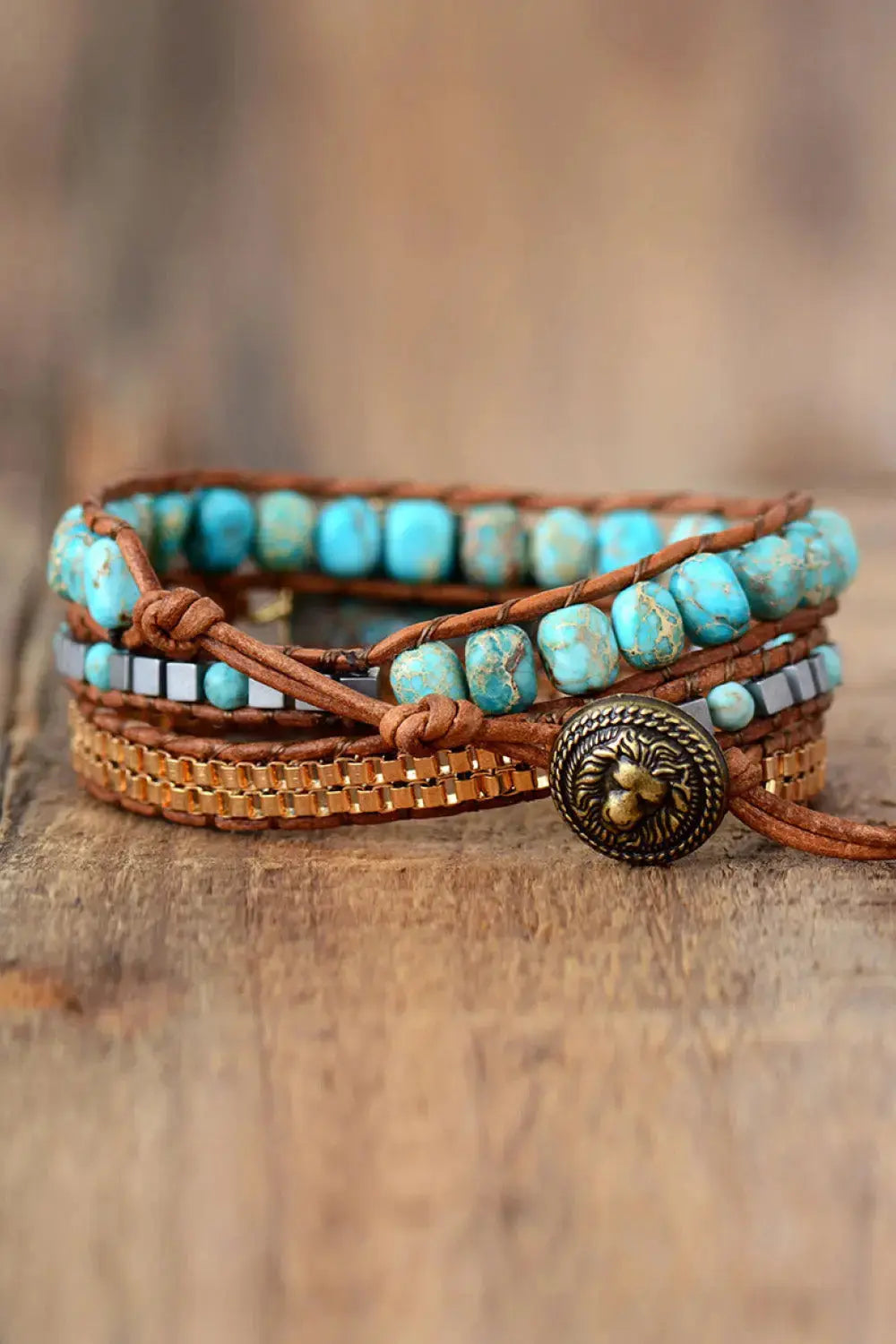 Lovcia Handmade Natural Stone Copper Bracelet-Bracelets-Blue/Gold-One Size-Blue/Gold