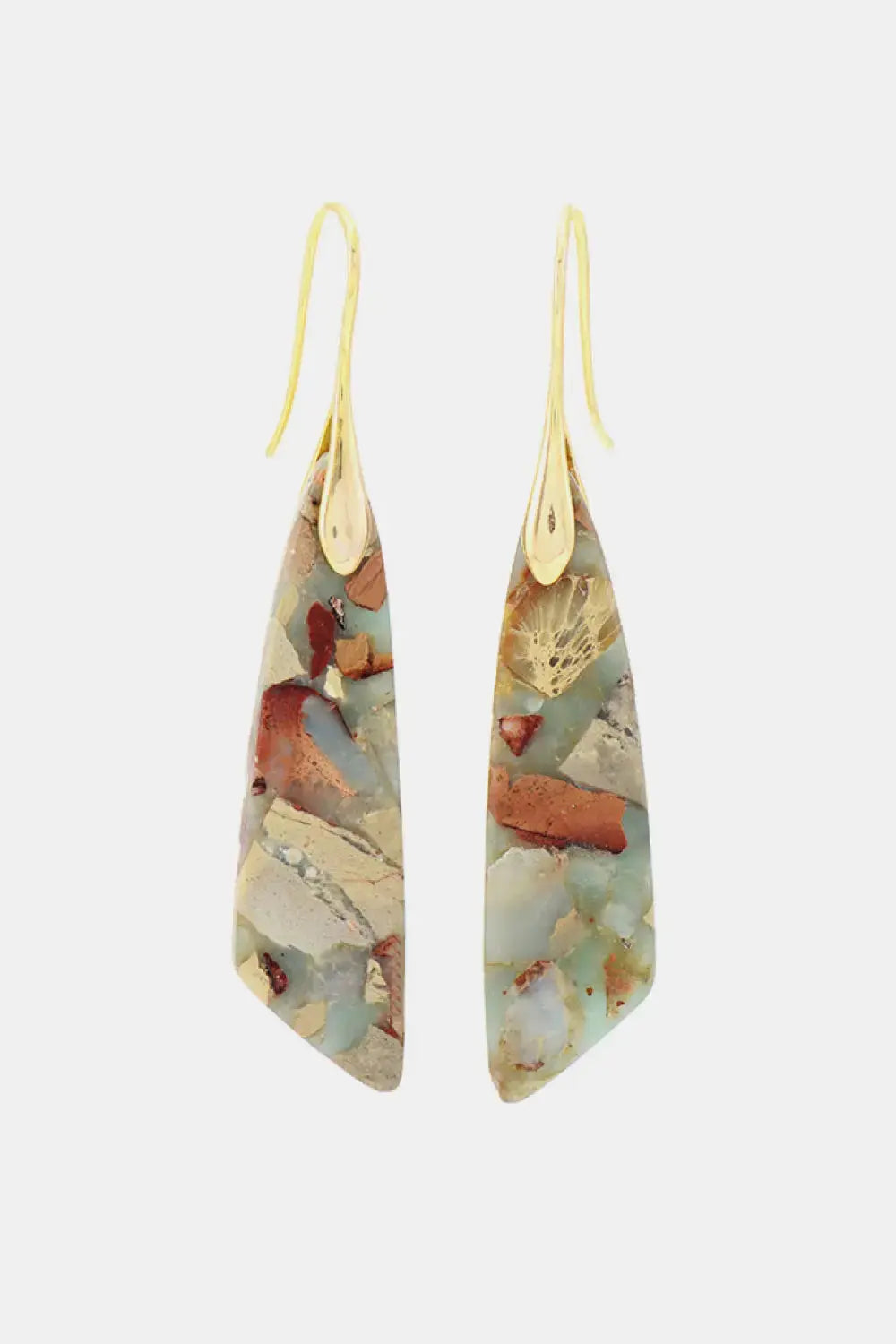 Lovcia Handmade Natural Stone Dangle Earrings-Earrings-Gold-One Size-Gold