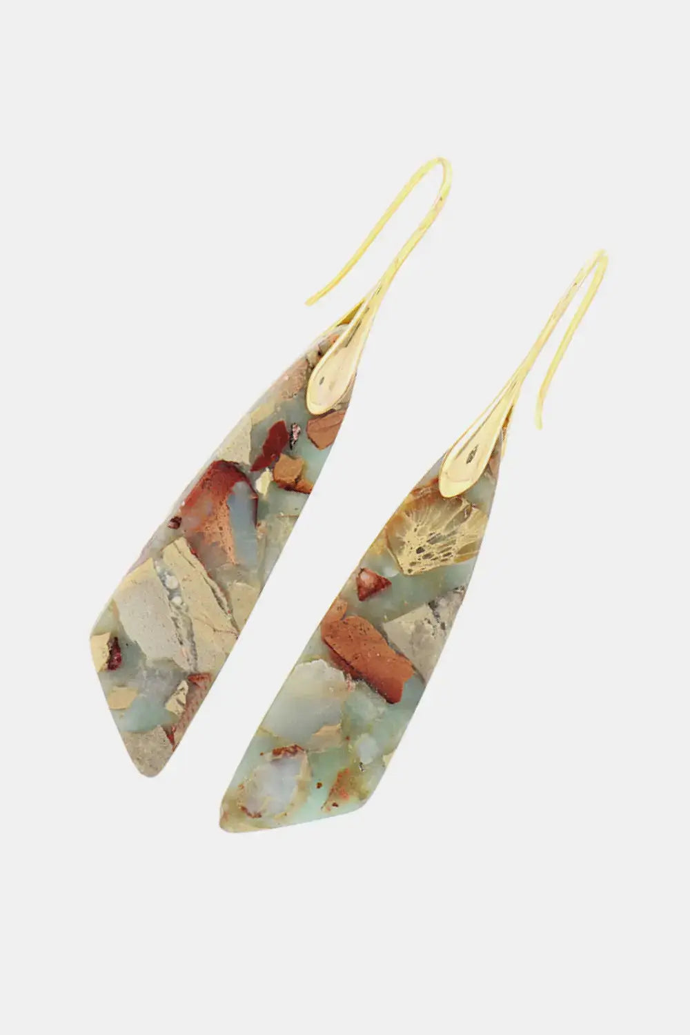 Lovcia Handmade Natural Stone Dangle Earrings-Earrings-Gold-One Size-Gold