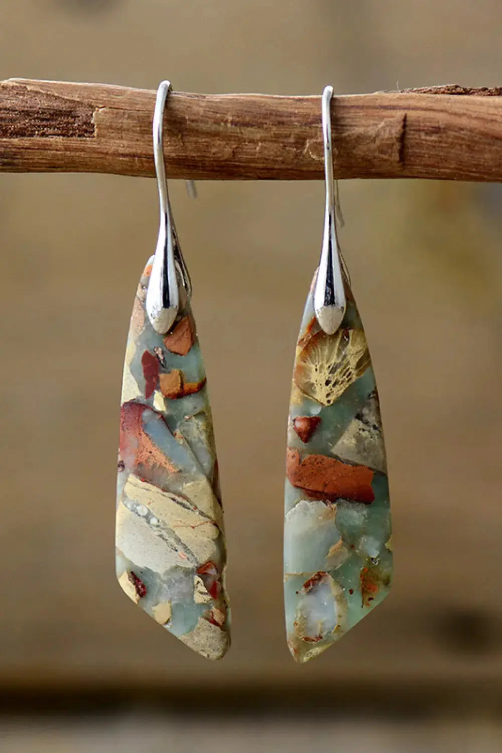 Lovcia Handmade Natural Stone Dangle Earrings-Earrings-Gold-One Size-Gold