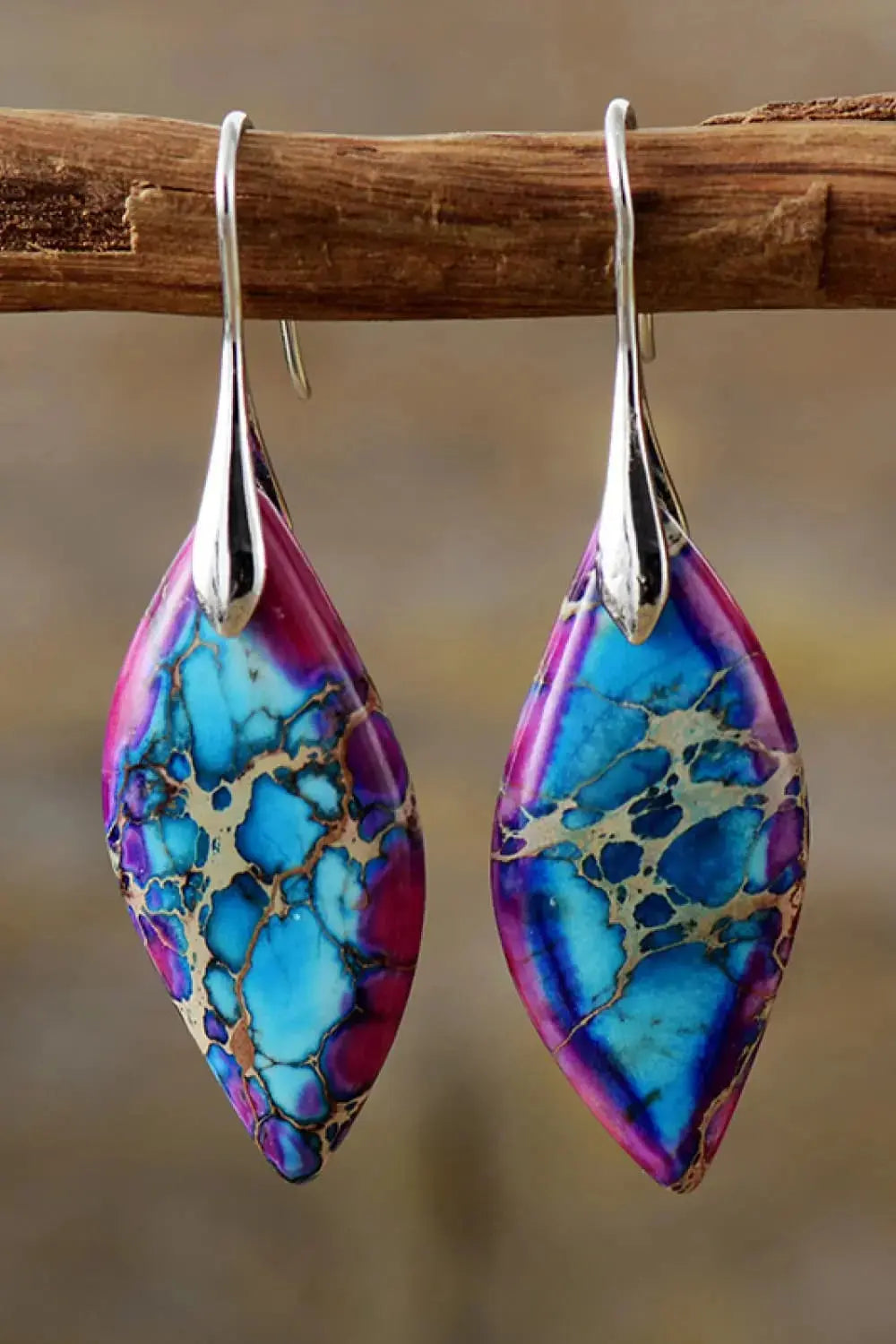 Lovcia Handmade Natural Stone Dangle Earrings-Earrings-Magenta-One Size-Magenta