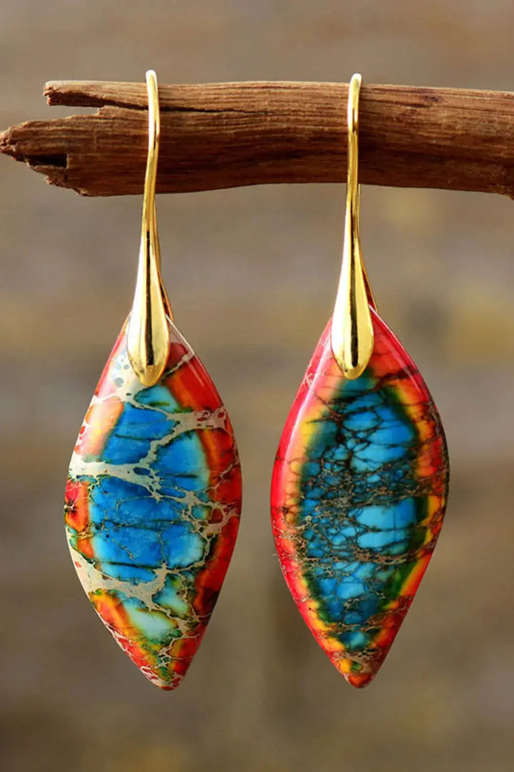 Lovcia Handmade Natural Stone Dangle Earrings-Earrings-Orange-One Size-Orange