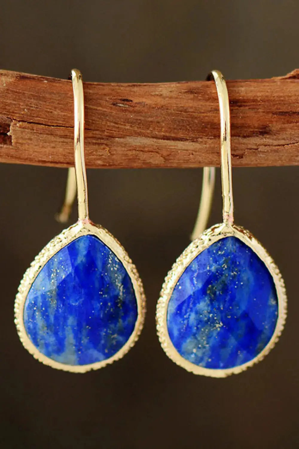Lovcia Handmade Natural Stone Teardrop Earrings-Earrings-Royal Blue-One Size-Royal Blue