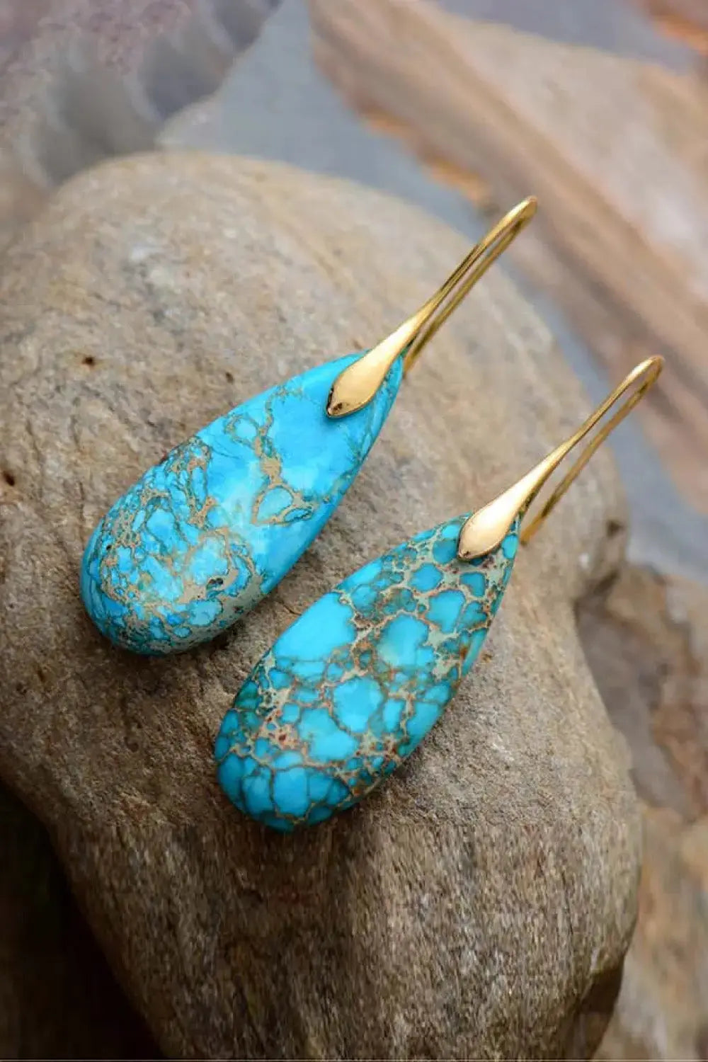 Lovcia Handmade Teardrop Shape Natural Stone Dangle Earrings-Earrings-Red-One Size-Red