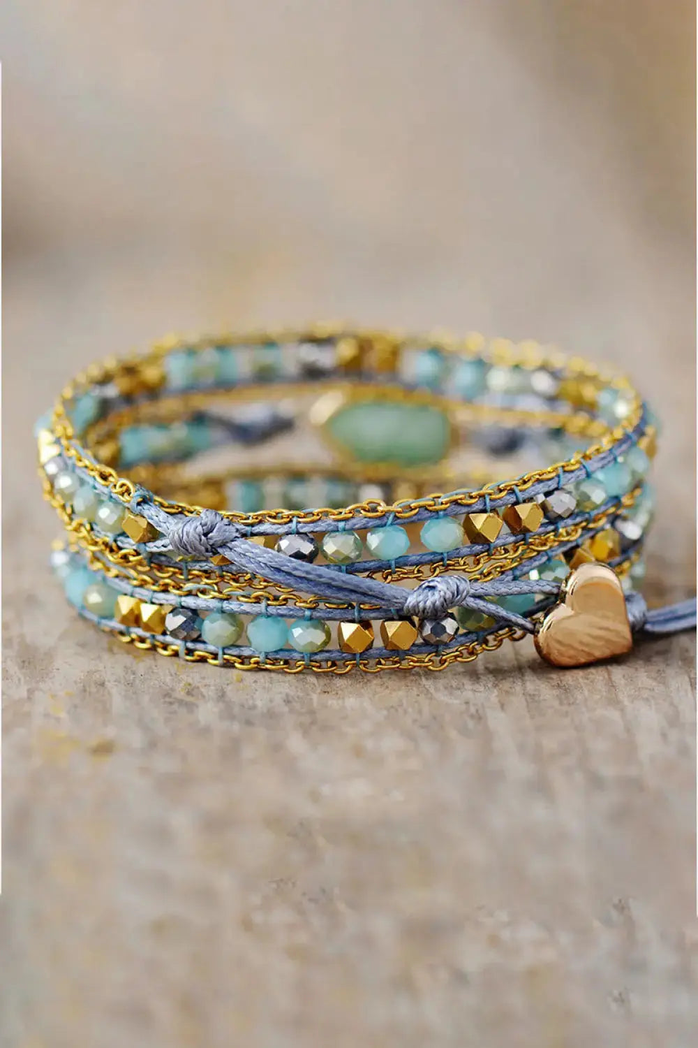 Lovcia Handmade Teardrop Shape Triple Layer Beaded Bracelet-Bracelets-Mint Blue-One Size-Mint Blue