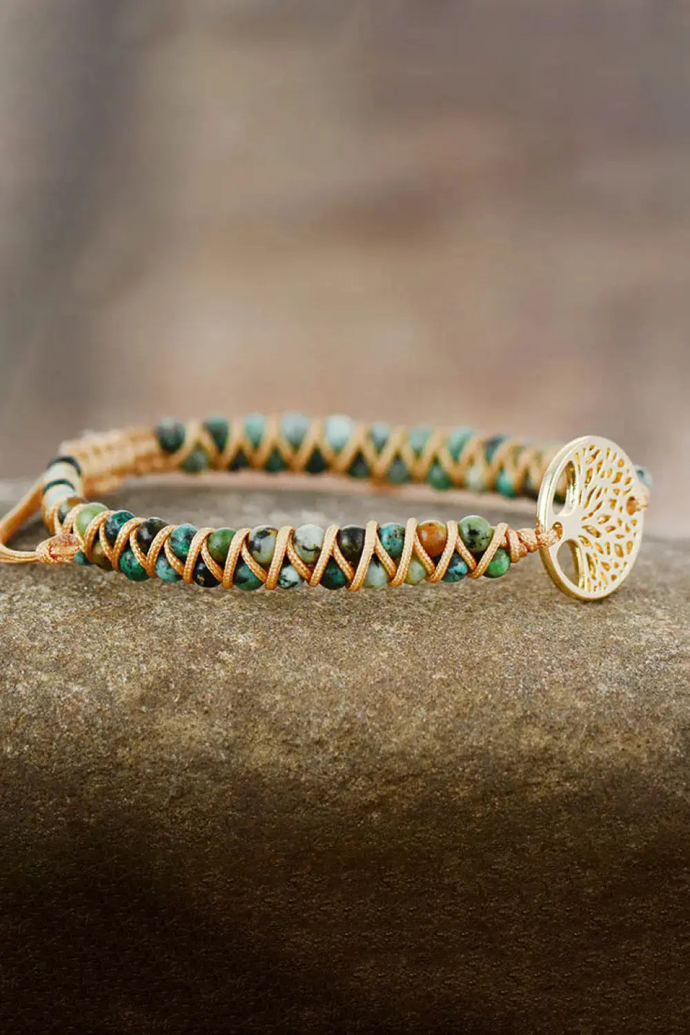 Lovcia Handmade Tree Shape Beaded Copper Bracelet-Bracelets-Gold-One Size-Gold