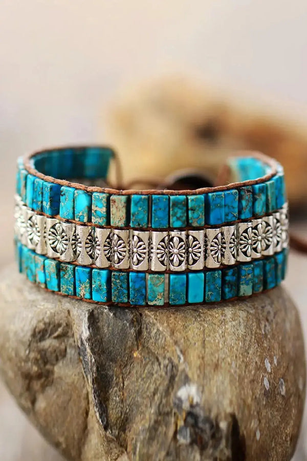 Lovcia Handmade Triple Layer Natural Stone Bracelet-Bracelets-Turquoise-One Size-Turquoise