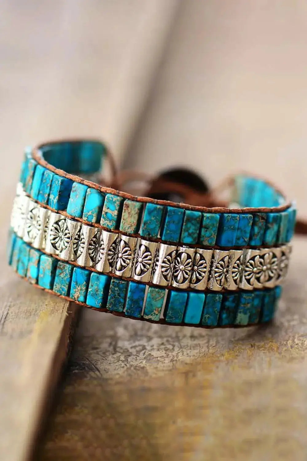 Lovcia Handmade Triple Layer Natural Stone Bracelet-Bracelets-Turquoise-One Size-Turquoise