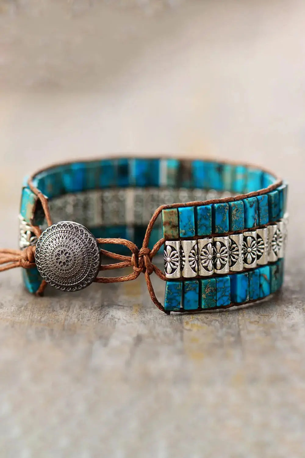 Lovcia Handmade Triple Layer Natural Stone Bracelet-Bracelets-Turquoise-One Size-Turquoise