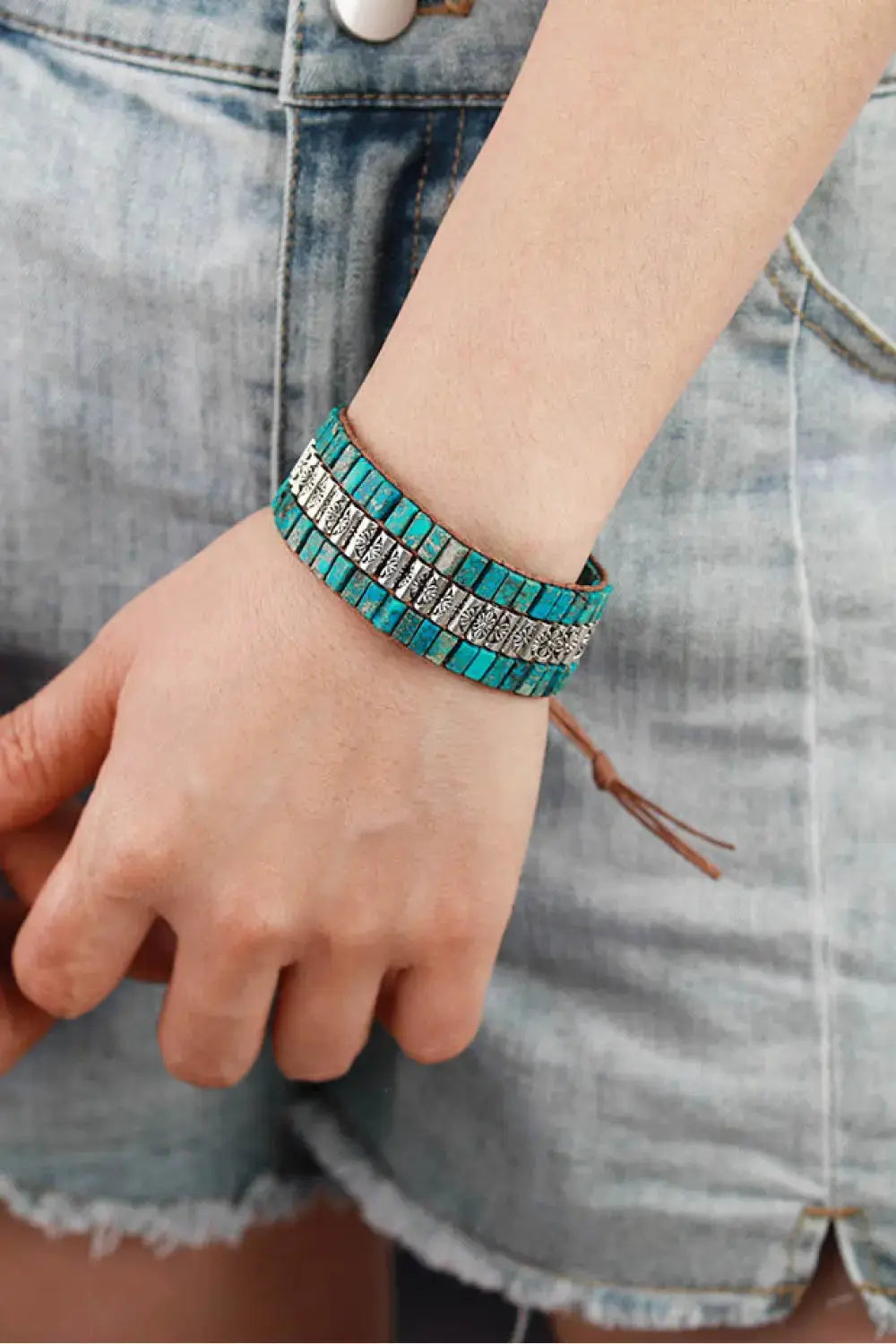 Lovcia Handmade Triple Layer Natural Stone Bracelet-Bracelets-Turquoise-One Size-Turquoise